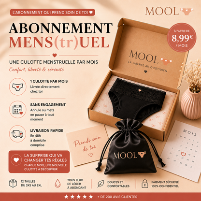 Abonnement Mens(tr)uel – Une Culotte Menstruelle par Mois ou par Semaine