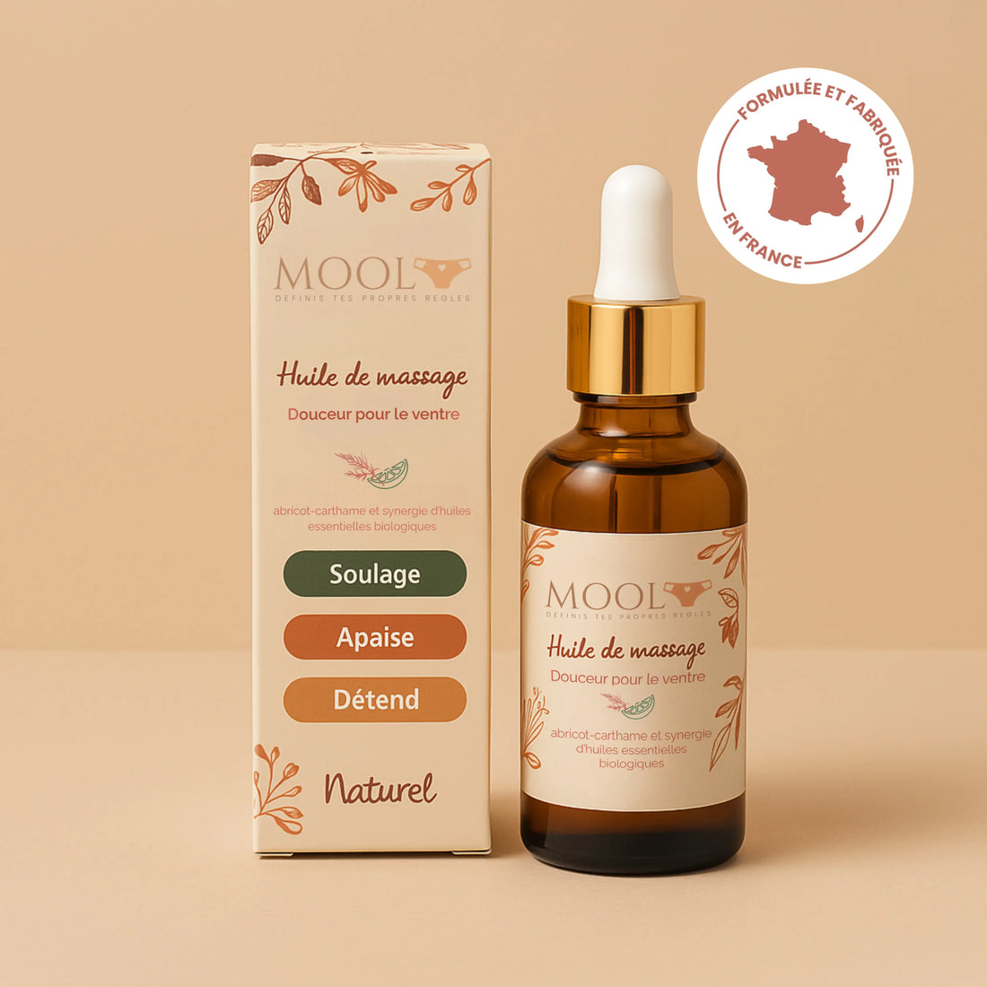 Huile de Massage Menstruelle – Douleurs de Règles – 50ml